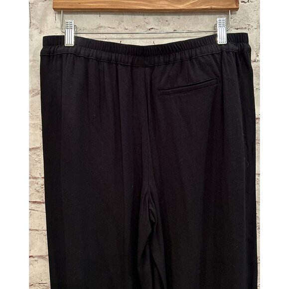 J Jill Petite S Black 100% Rayon Cropped Wide Leg Pant Partial Elastic Waist NEW - Picture 3 of 3